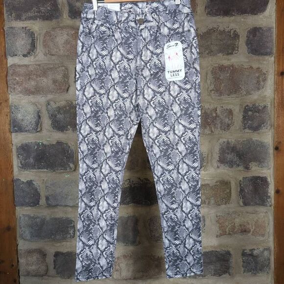 Seven7 NEW Tummy Less High Rise Skinny Neutral Snake print jeans Woman's size 10 - Picture 1 of 15